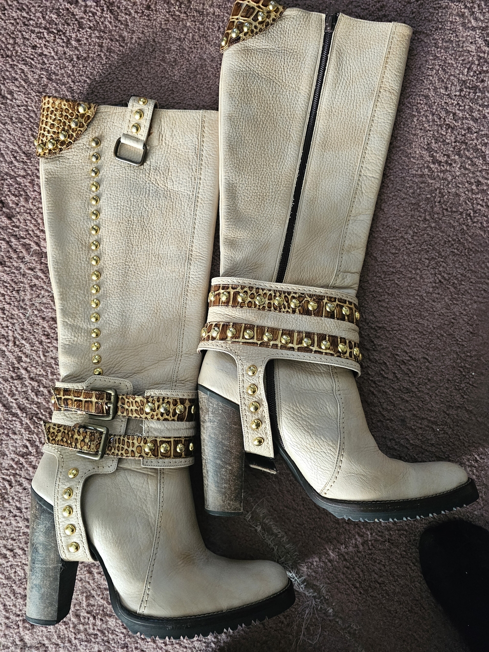 Prialpas Gomma Italian Leather Heel Boots Womens 39 EU/ 8US